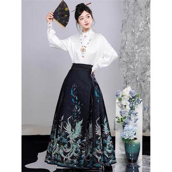 马面裙女国风明制改良汉服套装日常通勤妆花半身裙上衣搭配织金