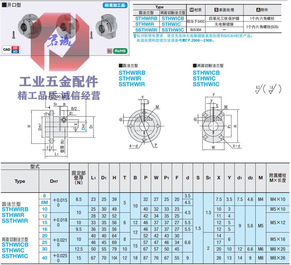 Pointing to shaft abutment opening embedded type SSTHWIR SSTHWIC8 8M 10 10 15 12 16 16 20253040