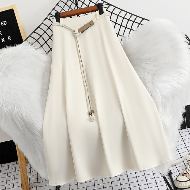 Skirt women's thin section 2022 summer new mid-length summer suit interview a-line solid color hip-covering umbrella skirt