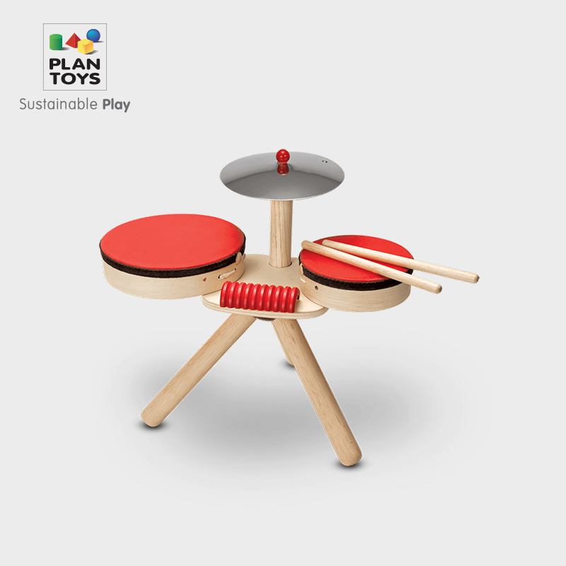 (Official direct sale) imported PlanToys6410 drum rack drum wooden children's music percussion instrument toy