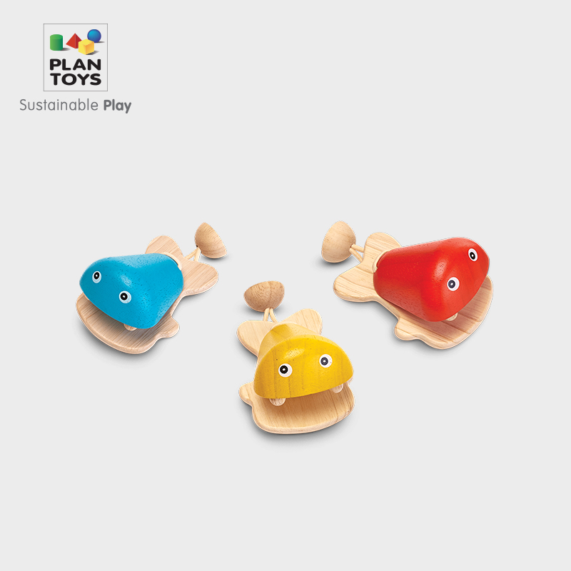 (Official direct sale) PlanToys6435 fish castanets children's enlightenment music wooden early education musical instrument toys