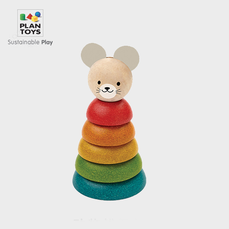 (Official direct sale) Imported PlanToys5681 animal stacking tower toy children baby educational toys
