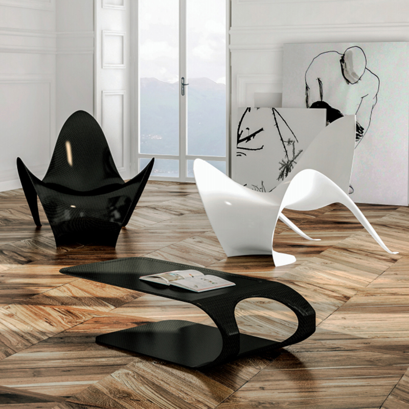 Nordic designer shaped glass steel chair bat shape chair modern minimal sample chair