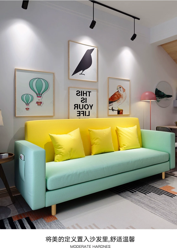 Sofa căn hộ nhỏ hiện đại tối giản cửa hàng quần áo cho thuê phòng sofa nhỏ net màu đỏ đơn sofa đôi Nordic - Ghế sô pha