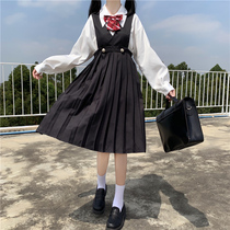 Basic jk uniform full set of college wind back belt dress womens fall and winter student class uniform milk card milk care skirt set