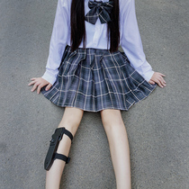 Soot plaid skirt jk genuine summer school uniform suit uniform uniform female high waist slim student pleated skirt white shirt full set