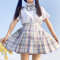 Academy style net red fried street set skirt summer Mori female tribe original Hoshino jk uniform skirt genuine half-body checkered skirt