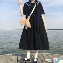 Plus Size Womens 2021 New Japanese Navy Collar Dress Thin Black Skirt Kirito First Love Skirt Mori Series