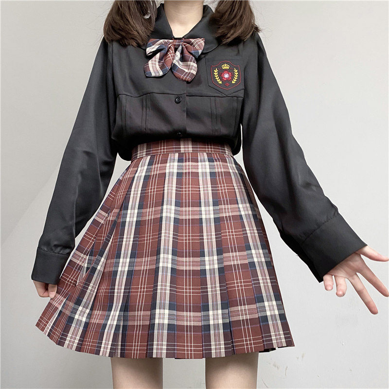 Original embroidery jk uniform college wind shirt design sensitive crowd collar loose long sleeve and shirt