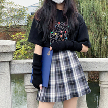 Ancient T-shirt Hong Kong flavor Japanese womens wear 2021 new fashion spring suit Galaxy checkered skirt jk uniform skirt genuine