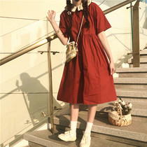 Summer dress 2021 new French first love skirt early spring lotus leaf collar red small skirt soft sister Japanese series