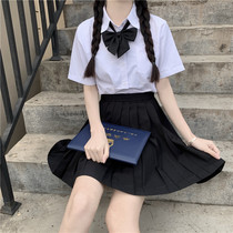 Summer 2021 new womens can salt can be sweet two-piece skirt womens summer JK uniform set school uniform suit pleated skirt
