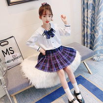 Sailor suit children jk original navy collar shirt girls middle school children 10 years old elementary school uniform spring and autumn two pieces set