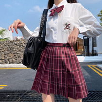 Original jk uniform skirt genuine full shirt female college style spring dress 2021 new womens suit fashion grid skirt