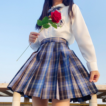 High-rise pleated skirt set 2021 new womens Takishima sea jk uniform genuine plaid skirt gentle wind top long sleeves