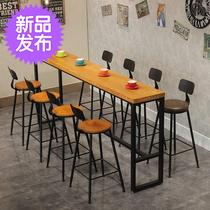 Wrought iron wall bar table American casual bar 08 solid wood high table and chair combination dessert shop long table