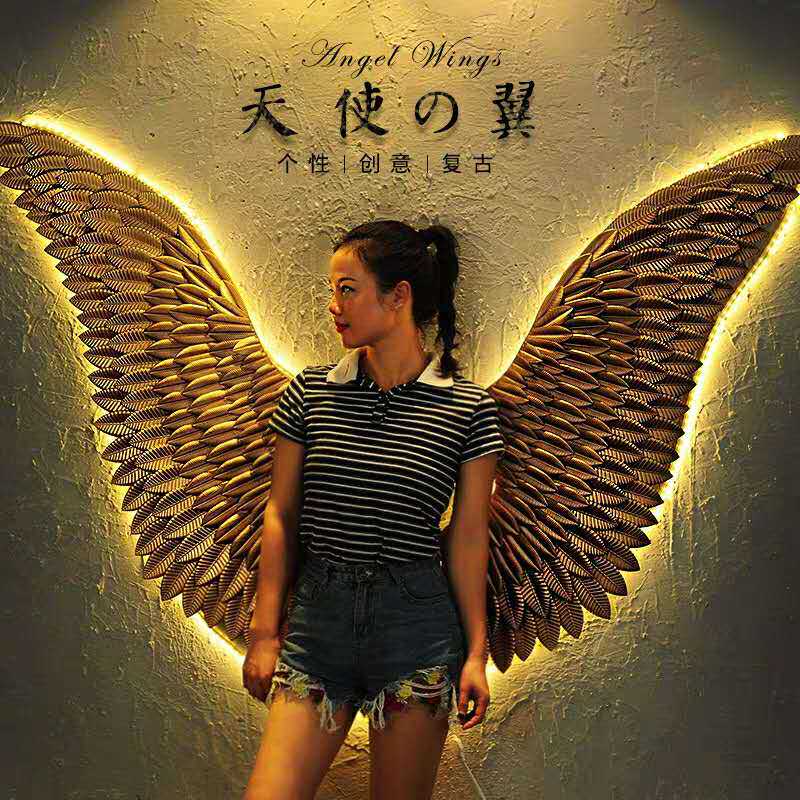Industrial Wind Retro Wings Decoration Wall Angel Wings Background Wall Props Solid Creative Feather Wall Accessories Pendant