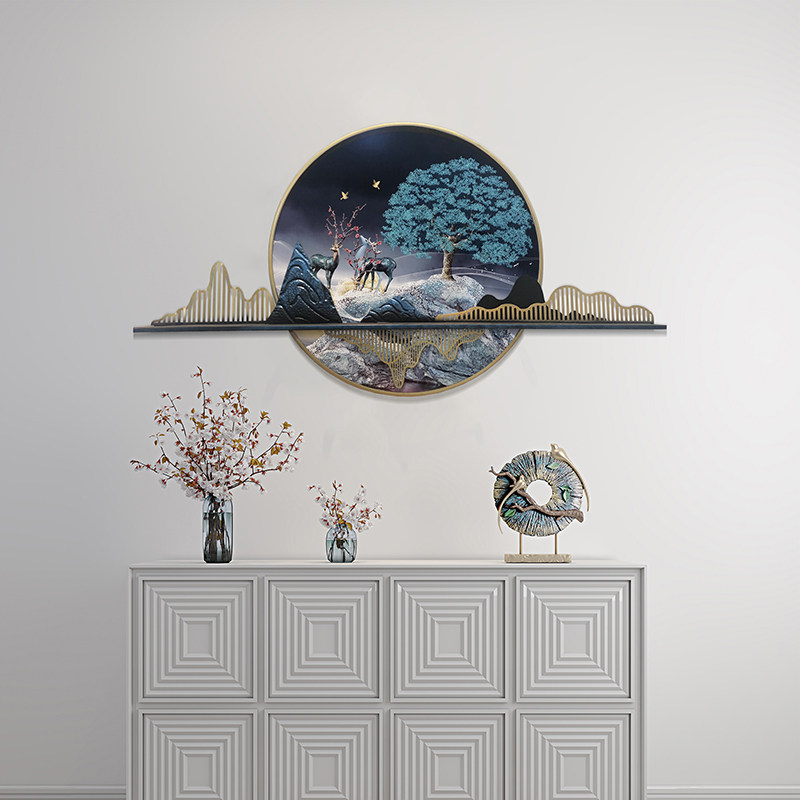 New Chinese creative iron dining room porch living room wall decoration three-dimensional pendant soft cover ugly pendant hanging picture