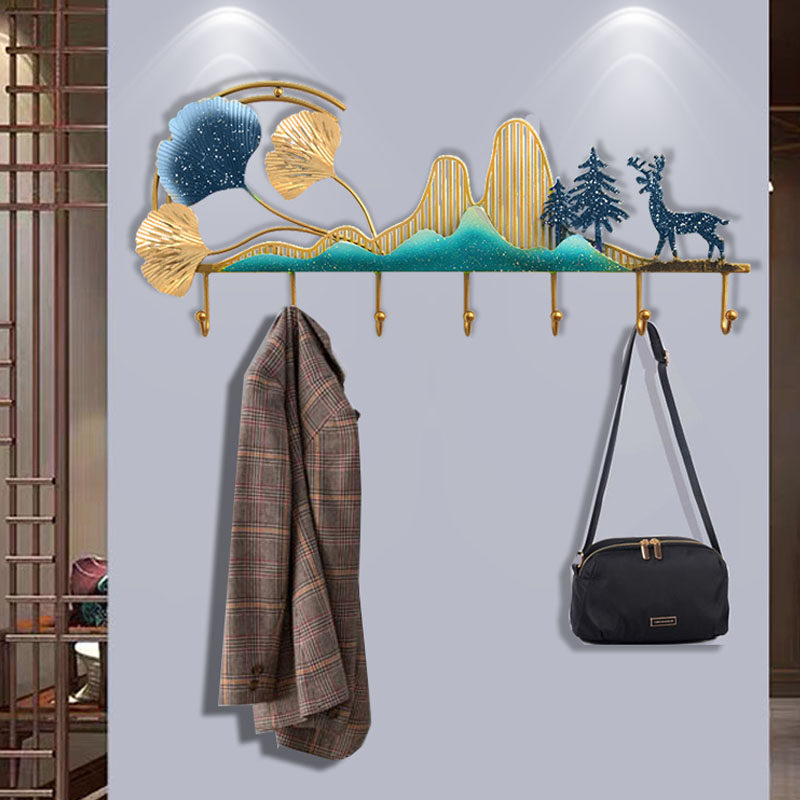 Wall decoration adhesive hook bedroom door rear entrance door creative iron key bag clothes hanger decoration