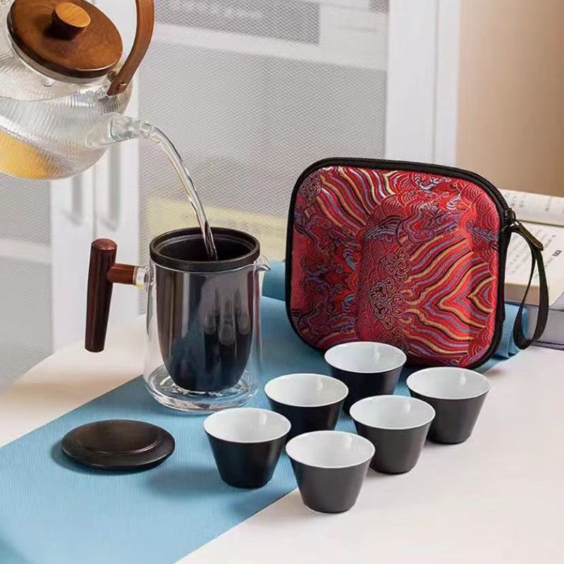 Travel tea set portable 36cup suite with outdoor teapot cup single person fast cup small kung fu