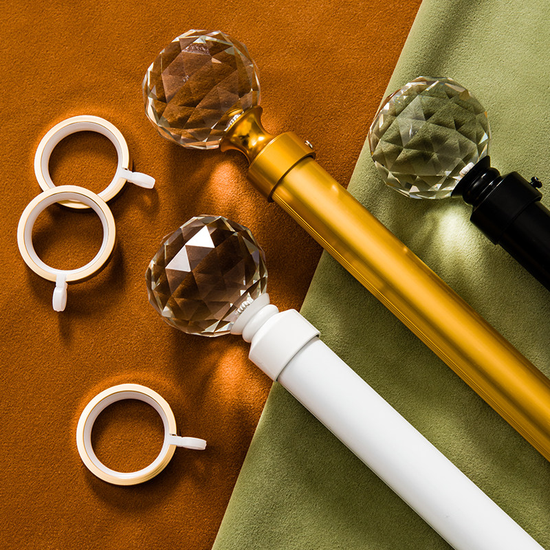 Flowers are leaves thickened crystal head light luxury modern minimalist golden Roman rod rod mute aluminum alloy curtain rod