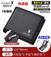 Хит продаж, короткая молния 𫔀черная [с застежкой-молнией 𫔀+6 отделений для карт внутри]