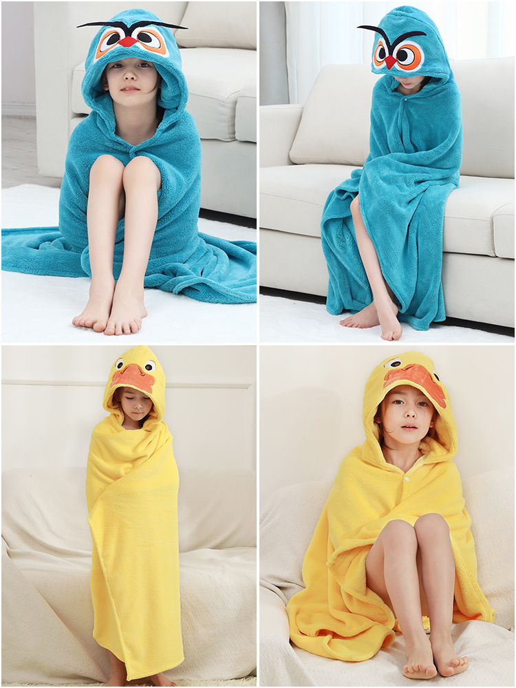 Children's bath towel Cloak hooded can be worn can be wrapped in winter thick than pure cotton absorbent bath towel material Baby bathrobe