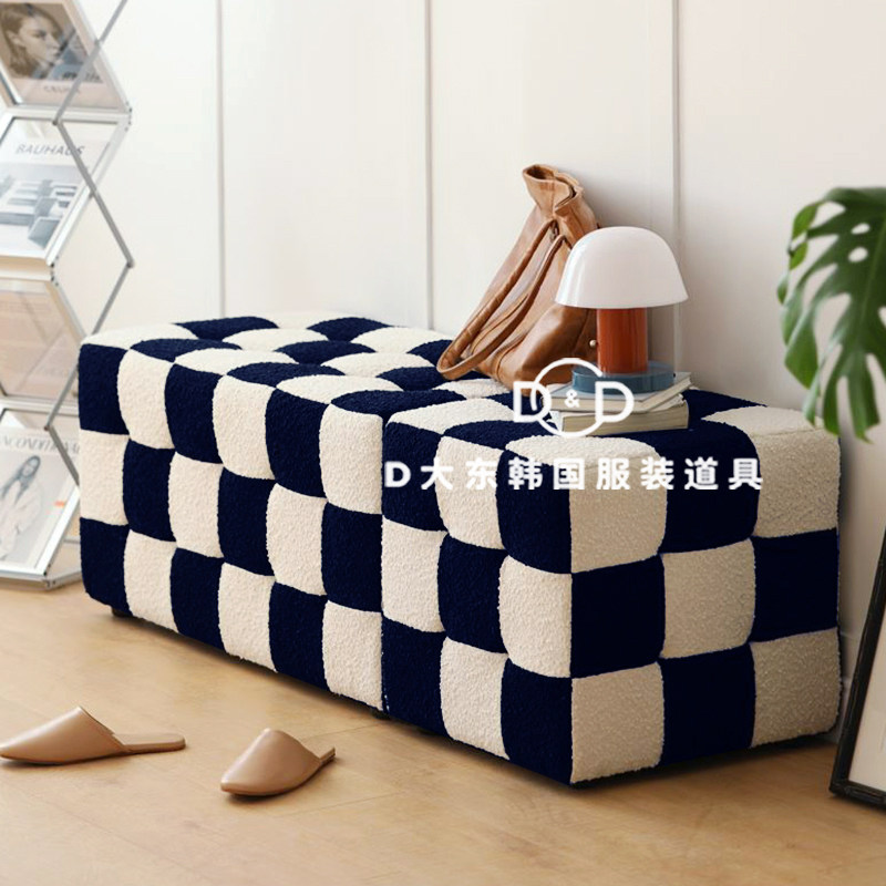 Chessboard GerNordic Creative Bench Brief Home Bedroom Make-up Bench Medieval Design Modern Living Room Swap bench