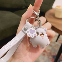 Net Red lucky cat couple key pendant chain ins car keychain Female cute couple male school bag pendant ring