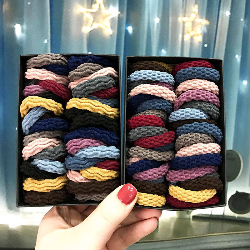 High elastic rubber band female hair band bold seamless black color hair band simple Korean rubber band hair cord decoration