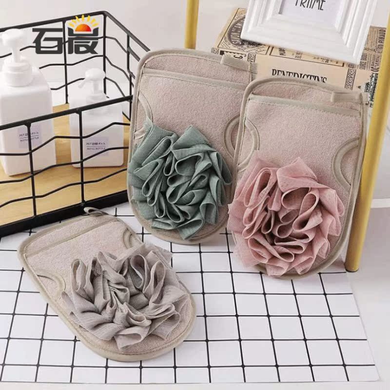 Bath Flowers Two-in-one Double Sided Adults Rubbing Gloves Bath Towel Bath Flowers Coarse Sand Powerful Decontamination Crummy Rubbing Back Rubbing