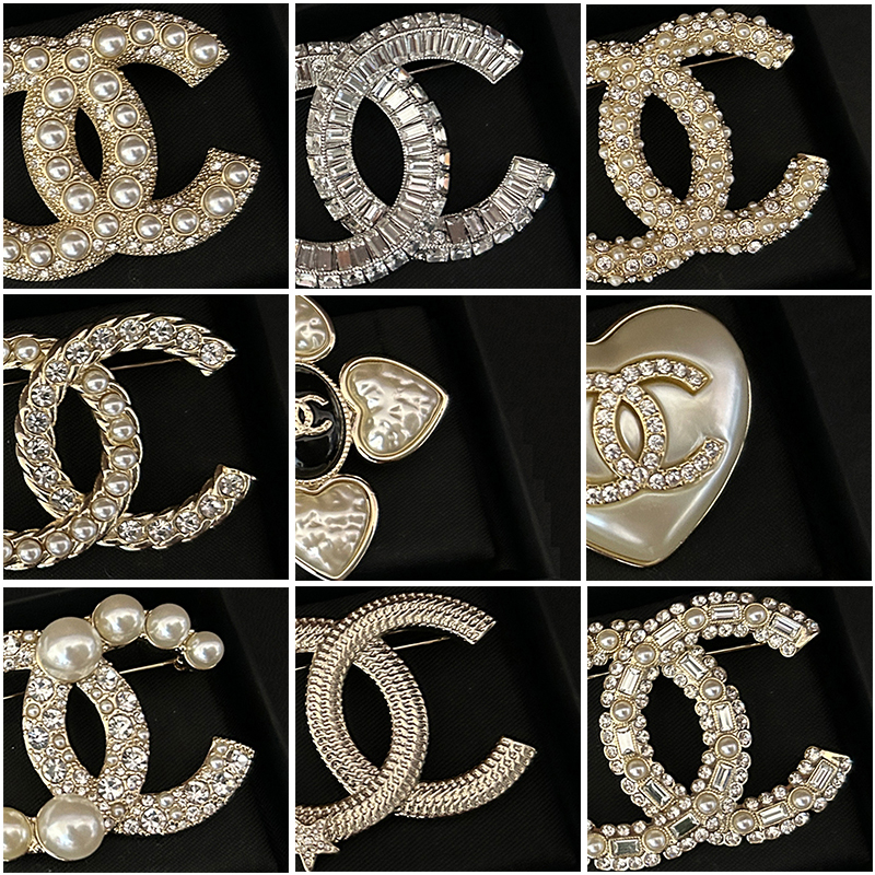 25新しい高級バージョンの小さなシャネルスタイルのブローチダブルレターCダイヤモンドパール気質ブローチピン女性アクセサリー