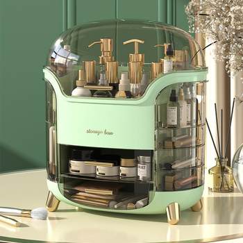 Plastic cosmetic desktop storage box with lid large capacity cosmetic box dustproof multifunctional household light luxury storage box