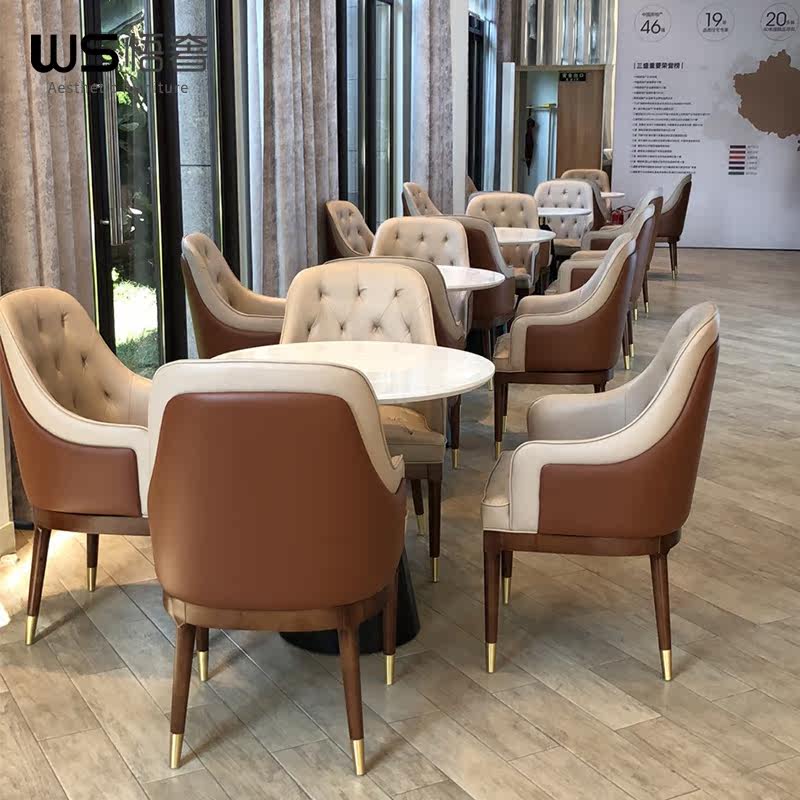 Light Extravagant Sample House Display Center Negotiation Table And Chairs Combined Hotel Cosmetic board room Reception One table Four chairs furniture Customized