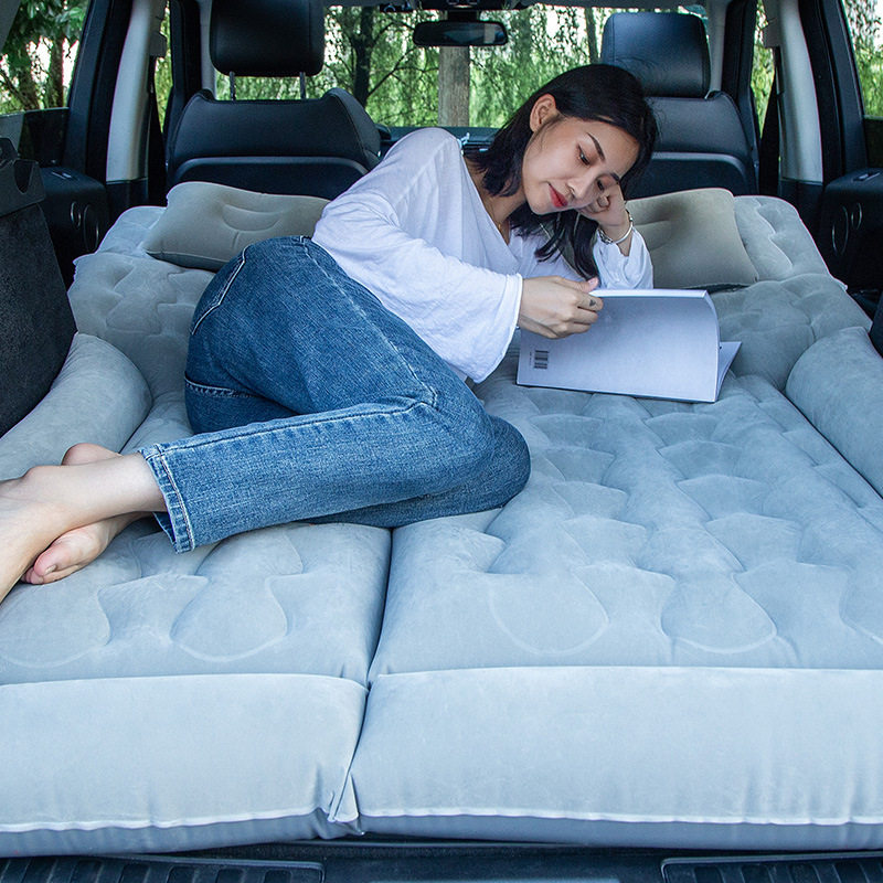 Off-road SUV rear car inflatable bed portable two-purpose car mattress flocking multi-functional inflatable mattress