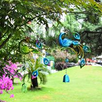 Manufacturer supplies metal wind chime hangings creative peacock bells glass painted balcony crafts pendants