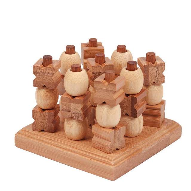 ສາມມິຕິ 3DXO chessboard tictactoe nine-square grid chess bamboo toy toddler toy tictactoe