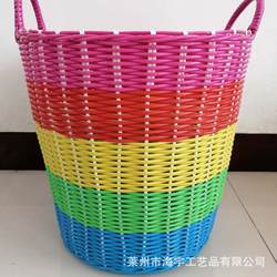 A large number of plastic woven dirty clothes baskets, dirty clothes storage baskets, bathroom toy boxes, laundry baskets