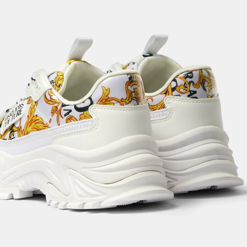 [Выбранная скидка] Versace Jeans Couture Мужские кэжуал-ботинки Dad Shoes Белые кроссовки