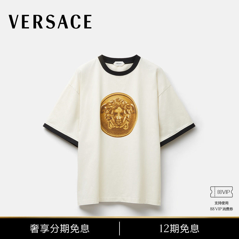 [New Products for Autumn and Winter] Versace/Versace Men's Printed Cotton Jersey Regular Fit T-Shirt