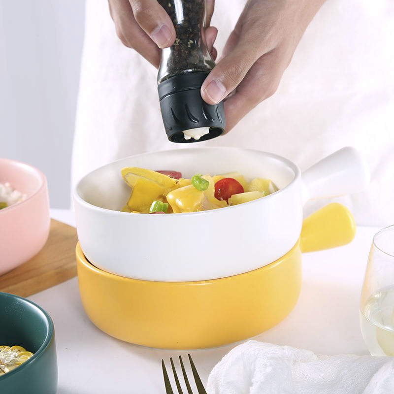 Nordic Ceramic Baking Bowl Baked Noodle Bowl Oven Special Bowl Cheese Baking Baking Bowl Baked Rice Home Baking Bowl Single Handle Baking Bowl