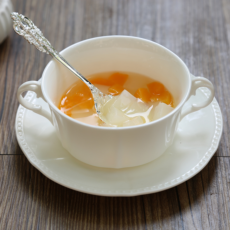 Eurostyle binaural bowls dessert bowls Home Dish Spoon Suit Sugar Water Bowl dishes Bowl Double Leather Milk Bowl ceramic cutlery