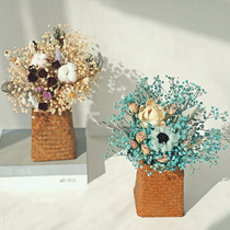 Eternal life dried bouquet real flower Air dried natural starry rose diy material Living room home decoration ornaments with bottle