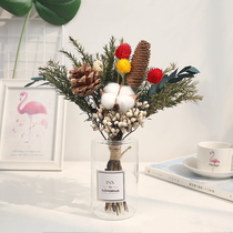 ins net red small dried flower bouquet Branches eternal starry real cotton Eucalyptus home decoration Natural decoration