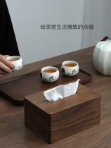 Tissue box desktop paper box tea table solid wood living room home creative high-end luxury bedroom walnut wood