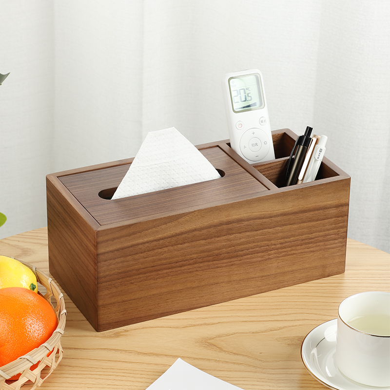 Walnuts Wood Paper Towel Box New Chinese Versatile Remote Control Containing Box Living Room Creative Solid Wood Tea Table Toilet Paper Box