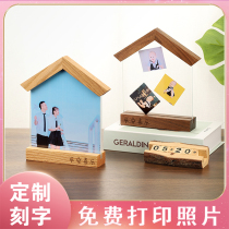 Solid wood photo printing and photo frame stand custom diy creative 6 inch 7 inch retro glass specimen frame