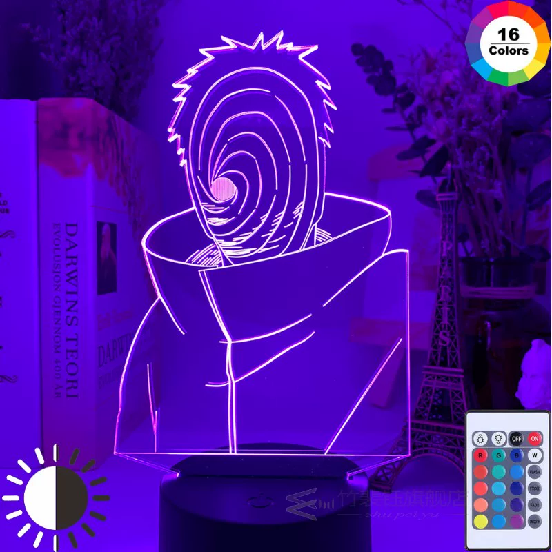 Фигура Наруто Аниме Утиха Обито светодиодная 3D ночной светильник LED
