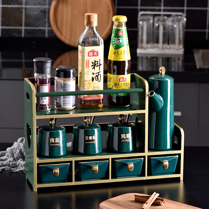 Europa Ceramic Concort Set Household Oil Bottle Oil Kettle Salt Salt Sauce Voice Search Box Combination