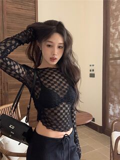 New sexy hot girl design mesh t-shirt women's tops